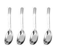 OULIGET Asian Soup Spoons Chinese Soup Spoons Stainless Steel Spoons, Thick Heavy Stainless Steel Soup Spoons Table Spoons Dinner Spoons Flat Square Spoon,Set of 4. (Flat bottom spoon)