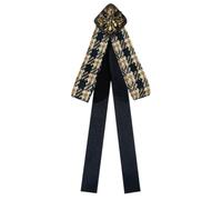 Ouliget British Style Plaid Pre-Tied Bow Tie,Retro Cameo Cross Bow Brooch Lapel Pins,Uniform Suit Tuxedo Shirt Collar Corsage Accessory, M, Metal, no gemstone