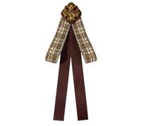 Ouliget British Style Plaid Pre-Tied Bow Tie,Retro Cameo Cross Bow Brooch Lapel Pins,Uniform Suit Tuxedo Shirt Collar Corsage Accessory, M, Metal, no gemstone