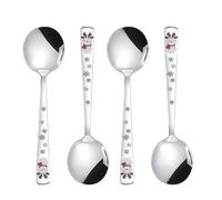 Ouliget Cute Cartoon Stainless Steel Dinner Spoons,Christmas Spoon,Stainless Steel Soup Spoon,7 Inch,Red Elk,4 Pieces.