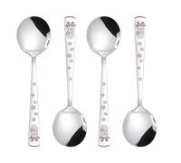 Ouliget Cute Cartoon Stainless Steel Dinner Spoons,Christmas Spoon,Stainless Steel Soup Spoon,7 Inch,Pink Elk,4 Pieces.