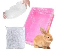 Ouliget Disposable Rabbit Cage Liner Bag with Elastic,Portable Large Size Pet Litter Box Tidy Bags,Small Animal Universal Toilet Film for Bird Hamster Cat Hedgehog,50 Pieces
