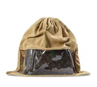 Ouliget Dustproof Drawstring Suede Fabric Bags,Premium Transparent Purse Bags with PVC Clear Window,Handbags Shoe Toy Dust Cover Bags for Storage and Travel, Khaki, XXL, Dust Cover Bags