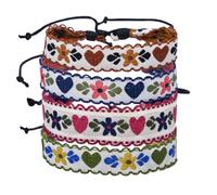 OULIGET Embroidered Bohemian Ethnic Retro Love Bracelet Ribbon Braided Bracelet,Adjustable Simple Casual Friendship Bracelet,Handmade Festival Jewelry for Women Couple,4 Pieces