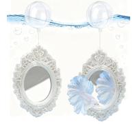 OULIGET Floating Fish Tank Decorative Mirror,Betta Exercise Training Mirror,Floating Device Aquarium Decorations,Ornament Training and Aesthetic Landscaping,2 Pieces