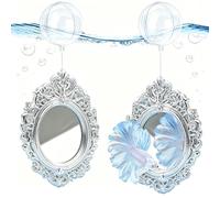 OULIGET Floating Fish Tank Decorative Mirror,Betta Exercise Training Mirror,Floating Device Aquarium Decorations,Ornament Training and Aesthetic Landscaping,2 Pieces (Silver 2)