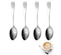 Ouliget Floral Teaspoons Set,Stainless Steel Dessert Spoons with Delicate Engraved Rose Flower Embossed Design, Mirror Polished Metal Spoon for Home Kitchen or Restaurant,5.5 Inches