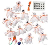 Ouliget Halloween Ghost Lollipop Wrappers,Weave Cloth for Homemade Candy,DIY Craft Labels for Trick or Treat Party Favor Supplies,Candy Making Decorations,24 Pieces