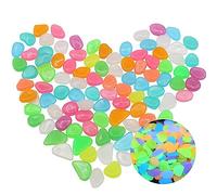 OULIGET Luminous Pebble Stones,Colorful Glowing Pebbles,Glow in The Dark Rocks,100 Pieces,Mixd Color.