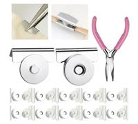 Ouliget No Sewing Required Metal Magnetic Buckle,Seamless Magnetic Bag Clip Purse Clasp,No-Sewing Clip Closures Clothing Bags DIY Crafts,with Needle Nose Pliers,10 Pairs