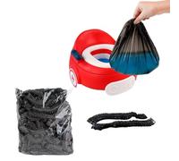 OULIGET Potty Chair Liners with Elastic, Portable Potty Training Bags, Potty Refill Liners Disposable for Toddlers Kids and Baby,Toilet Seat Cover,17x8Inches,Black,50pieces