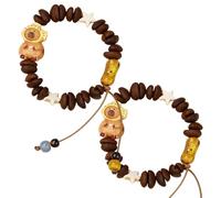 OULIGET Real Coffee Bean Bracelet,Handmade Cute Stretch Beaded Bracelet,Couples Set Unique Jewelry Gift for Coffee Lovers, M, Coffee Bean Bracelet, no gemstone