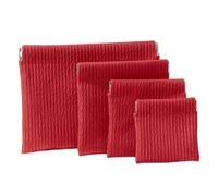 OULIGET Snap Closure Pouches Makeup Bags for Women,Elastic Open Close Storage Bag Travel Storage Bag,Waterproof Organizer Pouch for Lipstick Cosmetics Headphones Jewelry,4 Pieces, Red