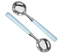 Ouliget Stainless Steel Soup Spoons,Ceramic Handle Spoon, Korean Dessert Spoon Mirror Polishing Cutlery, 7.3 Inches