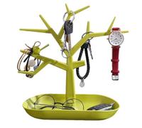 OULIGET Tabletop Key Holder Stand Tree Key Rack,Stand Jewelry Display Necklace Ring Earring Holder Rack,Jewelry Organizer Tray Home Decor for Home Entryway (Green)