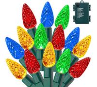 OULISI 50LED C6 Christmas Lights Battery Operated, 16.4FT C6 Christmas Lights Battery Powered with Timer, 8 Modes, Waterproof for Outdoor Garden Patio Indoor Xmas Tree Bedroom Party, Multi-Color