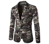 OULIWANGLUO Men's Military Camouflage Suit Outdoor Notched Lapel Sport Jacket Classic Fit Camo Blazer Coat Jacket Tops (Army Green,M)