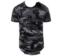 OULIWANGLUO Mens O Neck Camo T Shirts Gym Fitness Casual Tees Crewneck Camouflage Tops Short Sleeve Gym Military Shirts (Dark Gray,M)