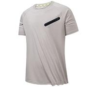 OULIWANGLUO Men's Pocket Zipper Loose T-Shirt Casual Pullover Tops Solid Tees Shirt Round Neck Workout Tee Shirts (Apricot,M)