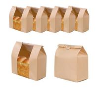 OULLYY 25 Packs Large Paper Bread Bags for Homemade Bread, Sourdough Bread Bags, Kraft Paper Bakery Bag with Clear Window for Baked Food Packaging Storage, Bonus Label Seal Sticker