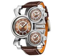 Oulm 1167 Military Army Sport Wrist Watch 3 Analog Dials Coffee Mens Watch