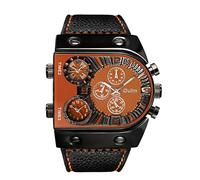 Oulm Man's Fashion Watch with 3 Quartz Movement Dial Leather Band --HP9315 orange