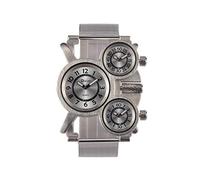Oulm Military Watches with Three Movt Design and Stainless Steel Band, Silver, Military men watch. Stainless steel band