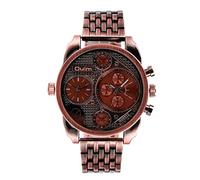 Oulm Watch Classic Retro Personality Men Watches/Two Time Zones/Alloy Steel Business Dress Wristwatch(Rose Gold)