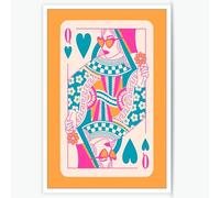 Oulores Green Queen of Hearts Canvas Wall Art Poker Posters Retro Preppy Room Aesthetic Unframed 16x24in
