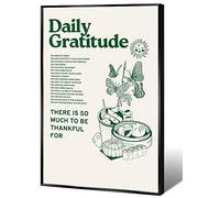 Oulores Vintage Green Inspirational Quotes Daily Gratitude Posters for Room Aesthetic Cute Sunflower Butterfly Food Canvas Wall Art Prinet Wall Decor Pictures for Kitchen Dining Room 12x16in Framed