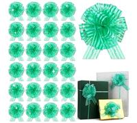 OULOVECO 24 PCS Rainbow Ribbon Bow for Gift Wrapping Pull Bows Organza Bows Ribbon for Baskets Wedding Christmas Birthday Party Gift Valentine's Day Flower Gift Boxes (Dark green-AA)