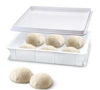 OulQinyhome Dough Proofing Cassette with Lid,Stackable Pizza Dough Proofing Box Tray,Plastic Food Container for Fermentation Dough of Pizza and Bread(30 x 40 x 7.5 cm)