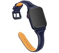 OULUCCI Leather Straps Compatible with Apple Watch 38mm 40mm 42mm 44mm Premium Grain Leather Band Slim Comfortable for iWatch Series 6 and Series 5/4/3/2/1, Navy/Midnight, 38mm/40mm/41mm/42mm(series