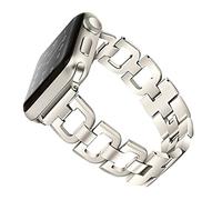 OULUCCI Stainless Steel Band Compatible with Apple Watch Band 45MM 44MM 42MM Ultra 49mm Women Iwatch Series 8, Series 3, Series 8 Accessories Metal Wristband D-Shape Sport Strap Starlight color