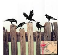 OULYDEKO Raven Decor, Metal Birds, Black Bird Crow Statue, Crow Decor, Garden Ornament, Fence Topper, Gothic Home, Witchy Garden Decor, Halloween Decorations