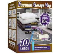Oumaru Vacuum Storage Bags for Clothes, Vacuum Bags, Space Saver Bags for Clothes, Duvets and Pillows, Hand Pump Included, Pack of 10, Large Size