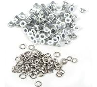 Oumefar 100 Sets 4mm Round Metal Eyelets Grommets, Scrapbooking Card Hole Grommets Eyelets for Leather Craft, Fabric Garment Accessory,DIY Projects, Handbag Decoration, Matte White (White)