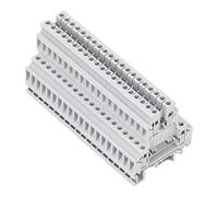 Oumefar 100Pcs DIN Rail Mount Terminal Block, Dual Row Copper Wiring Terminals UKK5 for Electrical Connection 500V 32A ABS Copper Material