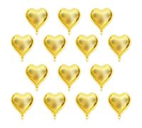 Oumefar 10pcs 10 Inch Aluminum Foil Balloons, Heart Shaped Helium Balloons Automatic Sealing Party Decorations for Wedding Birthday Anniversary Decor (Gold)