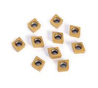 Oumefar 10PCS CNC Carbide Tips Inserts Cutter Lathe Turning Tool Set High Toughness for Metalworking Carbide Gold 6x10x4mm with Plastic Box