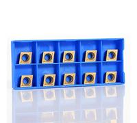 Oumefar CNC Carbide Blade, 10Pcs Golden Cemented Carbide Tips Inserts Set CNC Lathe Turning Tools Milling Inserts Turning Tools CCMT09t304 CCMT32.5 for Lathe