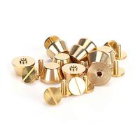 Oumefar 10Pcs Retro Screws Studs Feet Nailhead Purse Handbag Luggage Flat Stud Rivet 12mm Brass Feet Studs Leather Craft Belt for Decorating Clothes/Jeans/Bags/Jackets/Belts