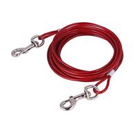 Oumefar 2 Colors Long Steel Wire Dog Leash Strong Pet Safety Cable Rope Dog Belt Pet Leads Rope for Dogs Walking Training(Red)
