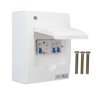 Oumefar 2 Way Indoor Distribution Box with 2 MCB B6 B32A and RCD 63A 1P+N Overcurrent Short Circuit Protection for Garage Factory Home