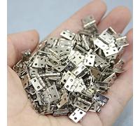 Oumefar 20Pcs Mini Brass Hinges 1/4 Inch 4 Hole Small Folding Hinges with Screws for Doll Houses Cabinets Jewelry Boxes Projects Brass Material (Silver)