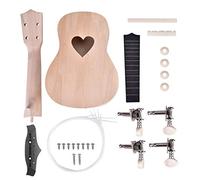 Oumefar 21inch Basswood 4 String Ukelele DIY Instrument Accessory Kit Lightweight Safe Wearable Craft Activity for Kids (Heart Shaped)