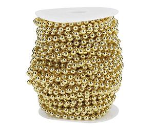 Oumefar 25m/Roll Electroplating Bead Wire Beads Cluster Bead Garland Chain Bead Ring Wedding Party Decoration DIY 6 mm (Gold)
