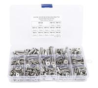Oumefar 260Pcs Durable Hex Socket Stainless Steel Screw Set for Electronics Industry, 304 Flat Fasteners Kit for M4/M5/M6 Threads