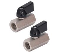 Oumefar 2PCS Brass Ball Valve, G1/4 Thread Electroplated Sandblasted Double Female Threaded Pipe Valve with Handle for Water Gas Systems