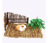 Oumefar 2Sizes Pet Hamster Grass Mat Hand woven Straw Hay Rabbit Bed Play Toy Bunny Bedding for Small Animal Sleeping Chewing(L)